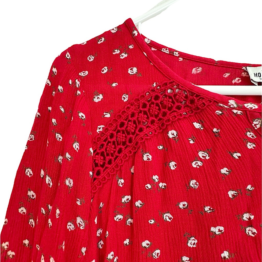 Hollister Womens Red Floral Long-Sleeve Size XS - Picture 3 of 6